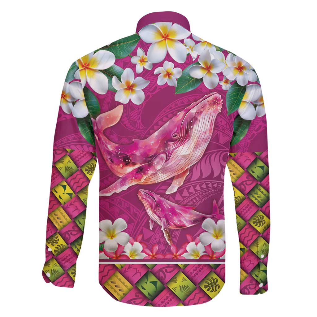 Hawaiian Plumeria and Humpback Whales Family Matching Mermaid Dress and Hawaiian Shirt Polynerian Art Tattoo-Plum Pink Color LT03 - Polynesian Pride