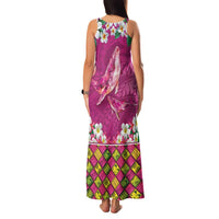 Hawaiian Plumeria and Humpback Whales Family Matching Tank Maxi Dress and Hawaiian Shirt Polynerian Art Tattoo-Plum Pink Color LT03 - Polynesian Pride
