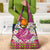 Hawaiian Plumeria and Humpback Whales Grocery Bag Polynerian Art Tattoo-Plum Pink Color