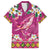 Hawaiian Plumeria and Humpback Whales Hawaiian Shirt Polynerian Art Tattoo-Plum Pink Color