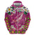 Hawaiian Plumeria and Humpback Whales Hoodie Polynerian Art Tattoo-Plum Pink Color