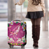 Hawaiian Plumeria and Humpback Whales Luggage Cover Polynerian Art Tattoo-Plum Pink Color