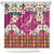 Hawaiian Plumeria and Humpback Whales Shower Curtain Polynerian Art Tattoo-Plum Pink Color