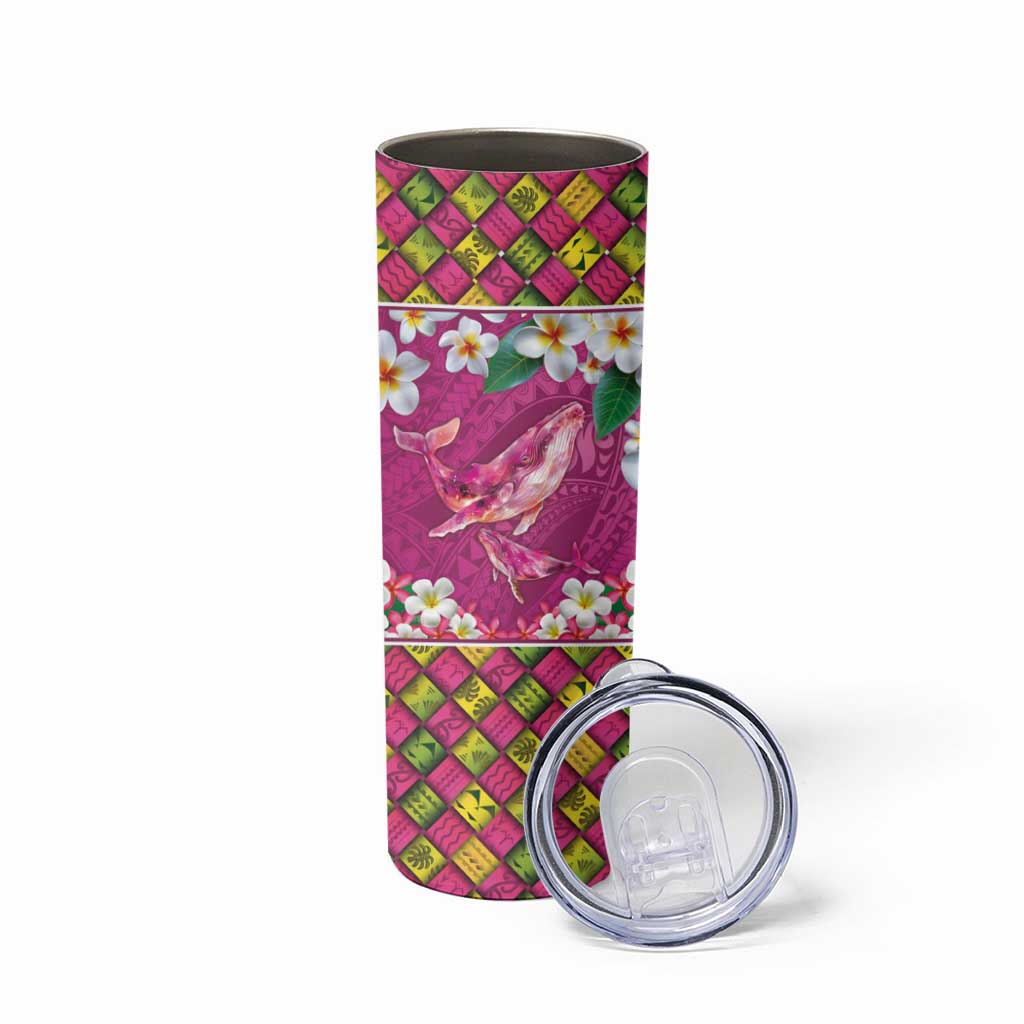 Hawaiian Plumeria and Humpback Whales Skinny Tumbler Polynerian Art Tattoo-Plum Pink Color LT03 - Polynesian Pride