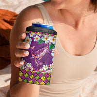 Hawaiian Plumeria and Humpback Whales 4 in 1 Can Cooler Tumbler Polynerian Art Tattoo-Mauve Color LT03 - Polynesian Pride