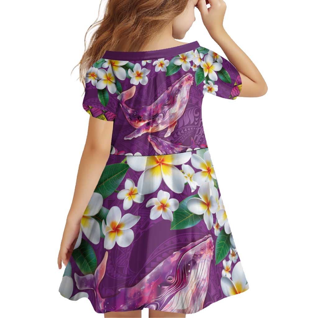 Hawaiian Plumeria and Humpback Whales Family Matching Off Shoulder Short Dress and Hawaiian Shirt Polynerian Art Tattoo-Mauve Color LT03 - Polynesian Pride