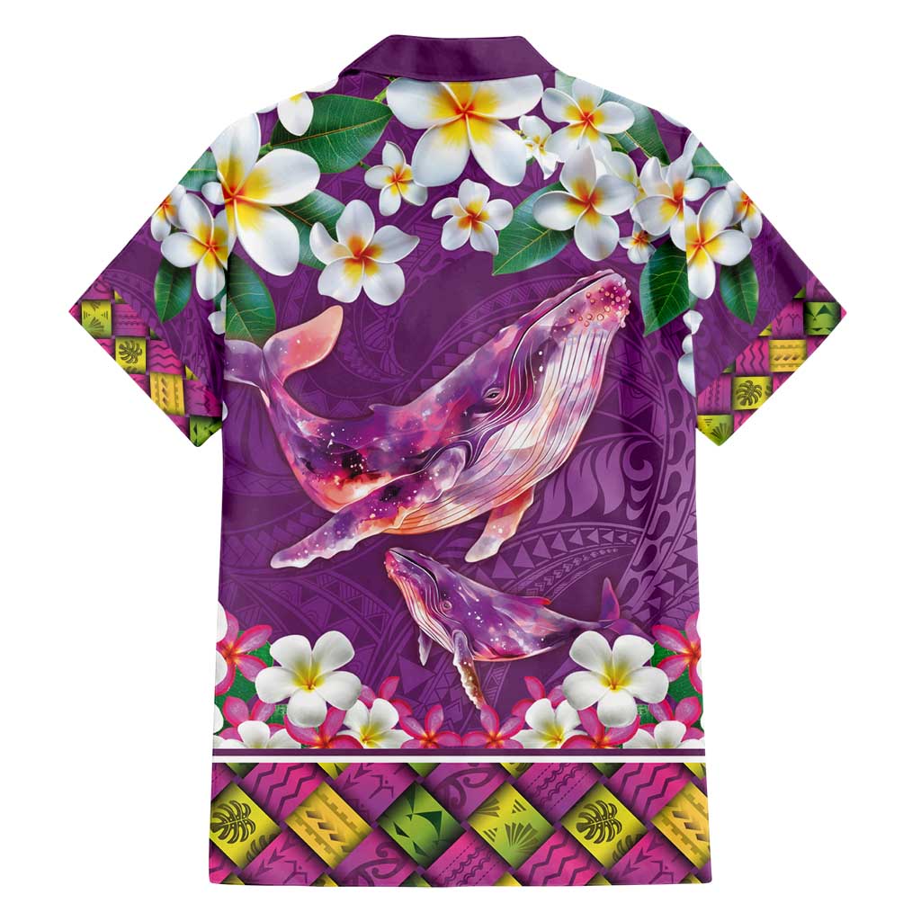 Hawaiian Plumeria and Humpback Whales Family Matching Summer Maxi Dress and Hawaiian Shirt Polynerian Art Tattoo-Mauve Color LT03 - Polynesian Pride