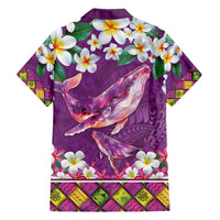 Hawaiian Plumeria and Humpback Whales Family Matching Tank Maxi Dress and Hawaiian Shirt Polynerian Art Tattoo-Mauve Color LT03 - Polynesian Pride
