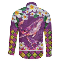 Hawaiian Plumeria and Humpback Whales Family Matching Tank Maxi Dress and Hawaiian Shirt Polynerian Art Tattoo-Mauve Color LT03 - Polynesian Pride