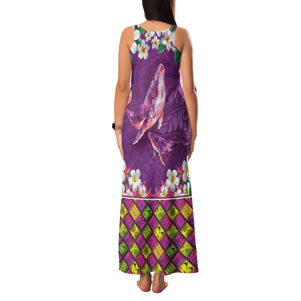 Hawaiian Plumeria and Humpback Whales Family Matching Tank Maxi Dress and Hawaiian Shirt Polynerian Art Tattoo-Mauve Color LT03 - Polynesian Pride