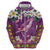 Hawaiian Plumeria and Humpback Whales Hoodie Polynerian Art Tattoo-Mauve Color