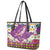 Hawaiian Plumeria and Humpback Whales Leather Tote Bag Polynerian Art Tattoo-Mauve Color