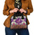 Hawaiian Plumeria and Humpback Whales Shoulder Handbag Polynerian Art Tattoo-Mauve Color