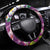 Hawaiian Plumeria and Humpback Whales Steering Wheel Cover Polynerian Art Tattoo-Mauve Color