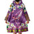 Hawaiian Plumeria and Humpback Whales Wearable Blanket Hoodie Polynerian Art Tattoo-Mauve Color