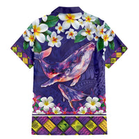 Hawaiian Plumeria and Humpback Whales Family Matching Mermaid Dress and Hawaiian Shirt Polynerian Art Tattoo-Navy Color LT03 - Polynesian Pride