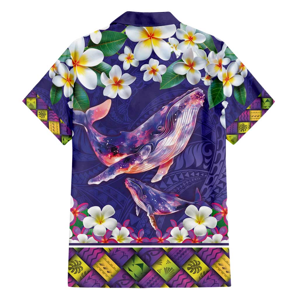Hawaiian Plumeria and Humpback Whales Family Matching Tank Maxi Dress and Hawaiian Shirt Polynerian Art Tattoo-Navy Color LT03 - Polynesian Pride