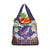 Hawaiian Plumeria and Humpback Whales Grocery Bag Polynerian Art Tattoo-Navy Color