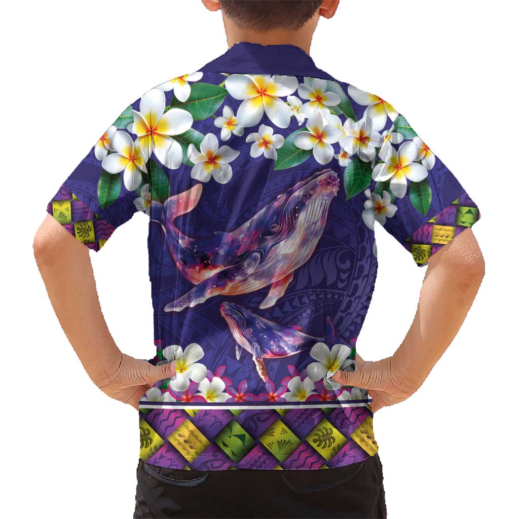 Hawaiian Plumeria and Humpback Whales Hawaiian Shirt Polynerian Art Tattoo-Navy Color