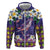 Hawaiian Plumeria and Humpback Whales Hoodie Polynerian Art Tattoo-Navy Color