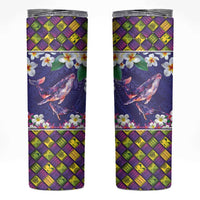 Hawaiian Plumeria and Humpback Whales Skinny Tumbler Polynerian Art Tattoo-Navy Color LT03 Navy - Polynesian Pride