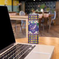 Hawaiian Plumeria and Humpback Whales Skinny Tumbler Polynerian Art Tattoo-Navy Color LT03 - Polynesian Pride