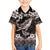 Hawaiian Plumeria and Humpback Whales Family Matching Tank Maxi Dress and Hawaiian Shirt Polynerian Art Tattoo-Grayscale Mode