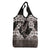 Hawaiian Plumeria and Humpback Whales Grocery Bag Polynerian Art Tattoo-Grayscale Mode