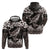 Hawaiian Plumeria and Humpback Whales Hoodie Polynerian Art Tattoo-Grayscale Mode