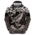 Hawaiian Plumeria and Humpback Whales Hoodie Polynerian Art Tattoo-Grayscale Mode