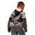 Hawaiian Plumeria and Humpback Whales Kid Hoodie Polynerian Art Tattoo-Grayscale Mode