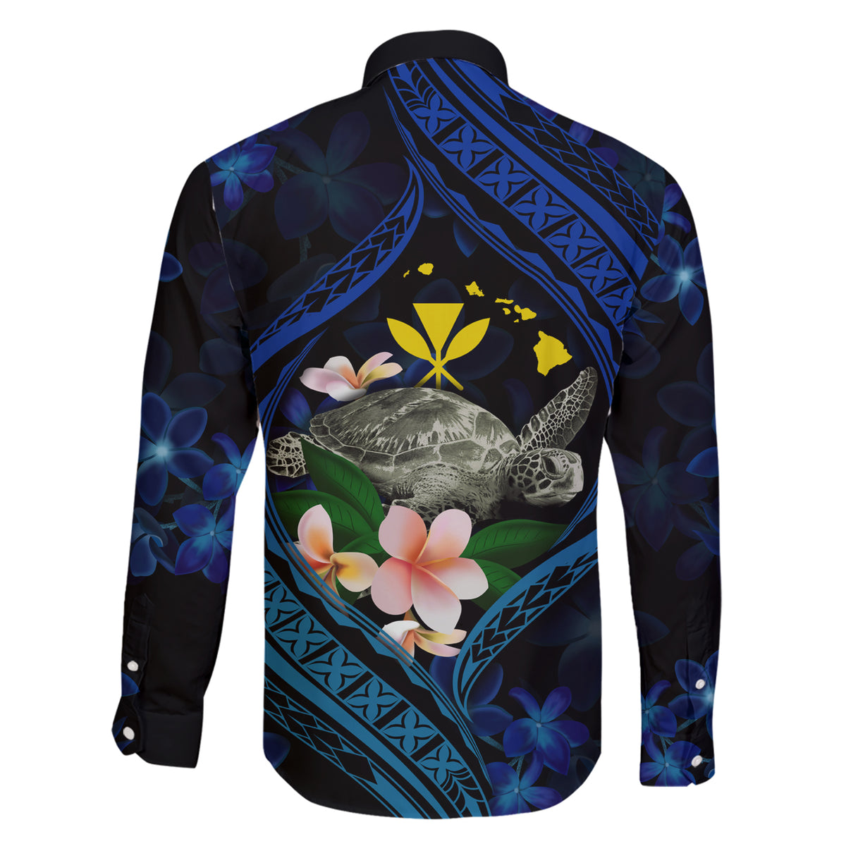 Hawaii Turtle Plumeria Flower Fanciful Family Matching Short Sleeve Bodycon Dress and Hawaiian Shirt LT03 - Polynesian Pride