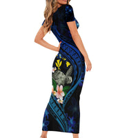 Hawaii Turtle Plumeria Flower Fanciful Family Matching Short Sleeve Bodycon Dress and Hawaiian Shirt LT03 - Polynesian Pride