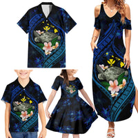 Hawaii Turtle Plumeria Flower Fanciful Family Matching Summer Maxi Dress and Hawaiian Shirt LT03 - Polynesian Pride