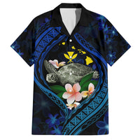 Hawaii Turtle Plumeria Flower Fanciful Family Matching Summer Maxi Dress and Hawaiian Shirt LT03 Dad's Shirt - Short Sleeve Black - Polynesian Pride