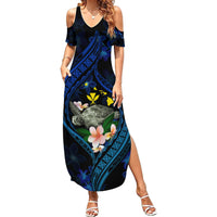 Hawaii Turtle Plumeria Flower Fanciful Family Matching Summer Maxi Dress and Hawaiian Shirt LT03 Mom's Dress Black - Polynesian Pride