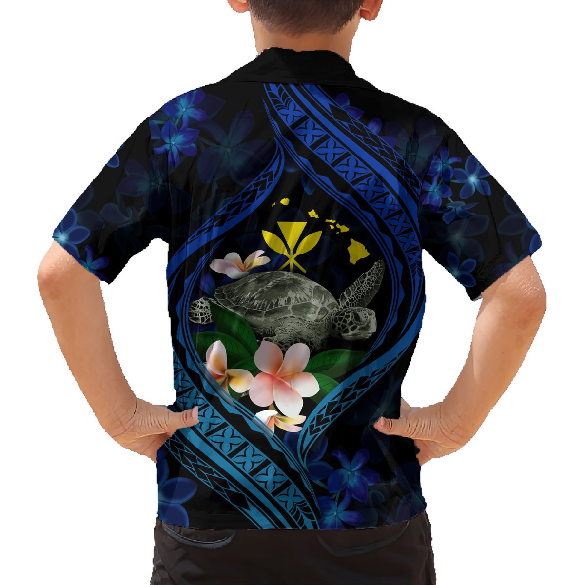 Hawaii Turtle Plumeria Flower Fanciful Hawaiian Shirt