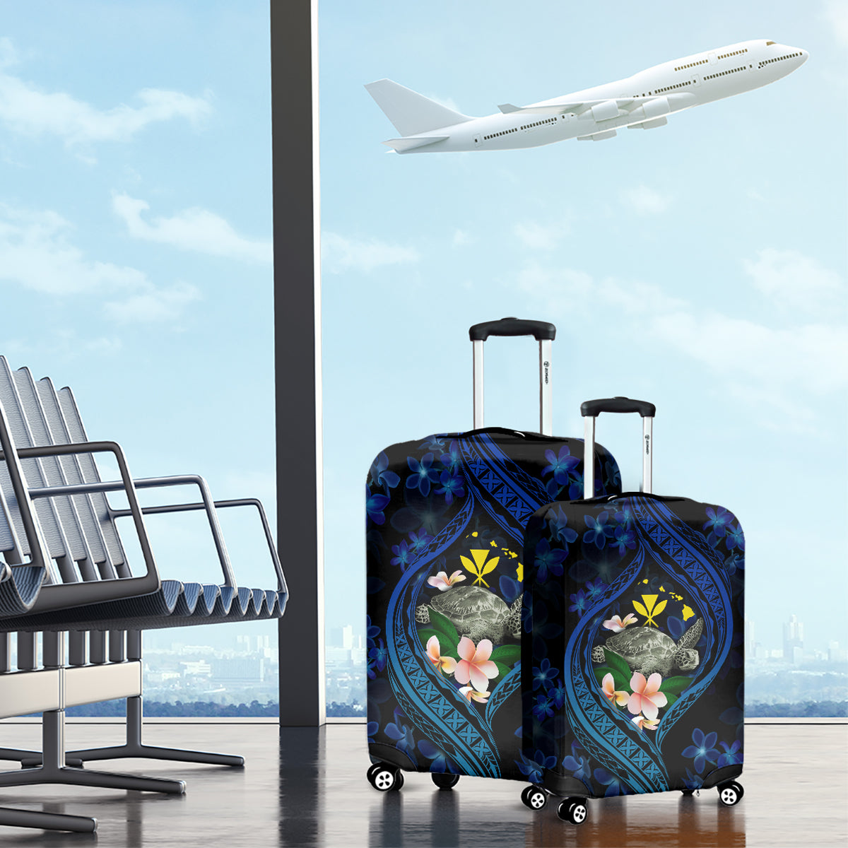 Hawaii Turtle Plumeria Flower Fanciful Luggage Cover