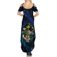 Hawaii Turtle Plumeria Flower Fanciful Summer Maxi Dress