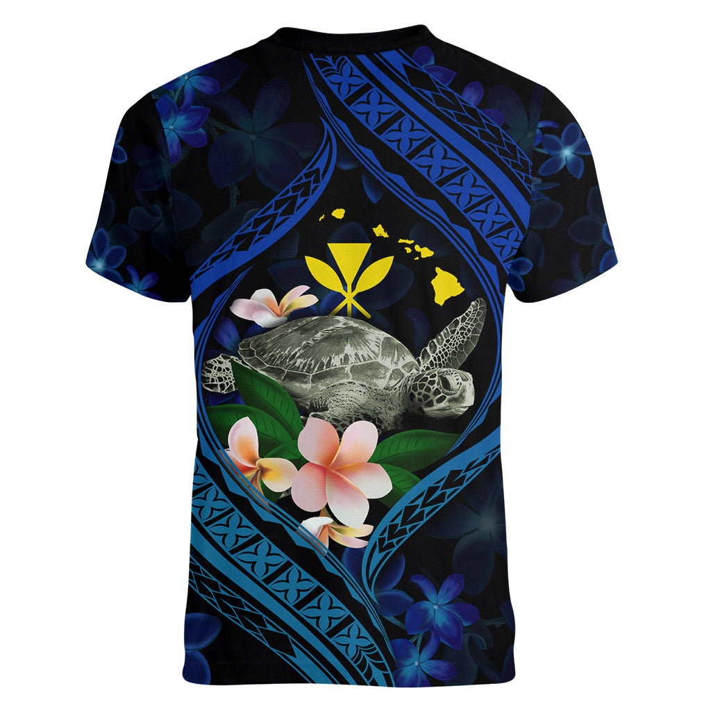 Hawaii Turtle Plumeria Flower Fanciful Women V-Neck T-Shirt