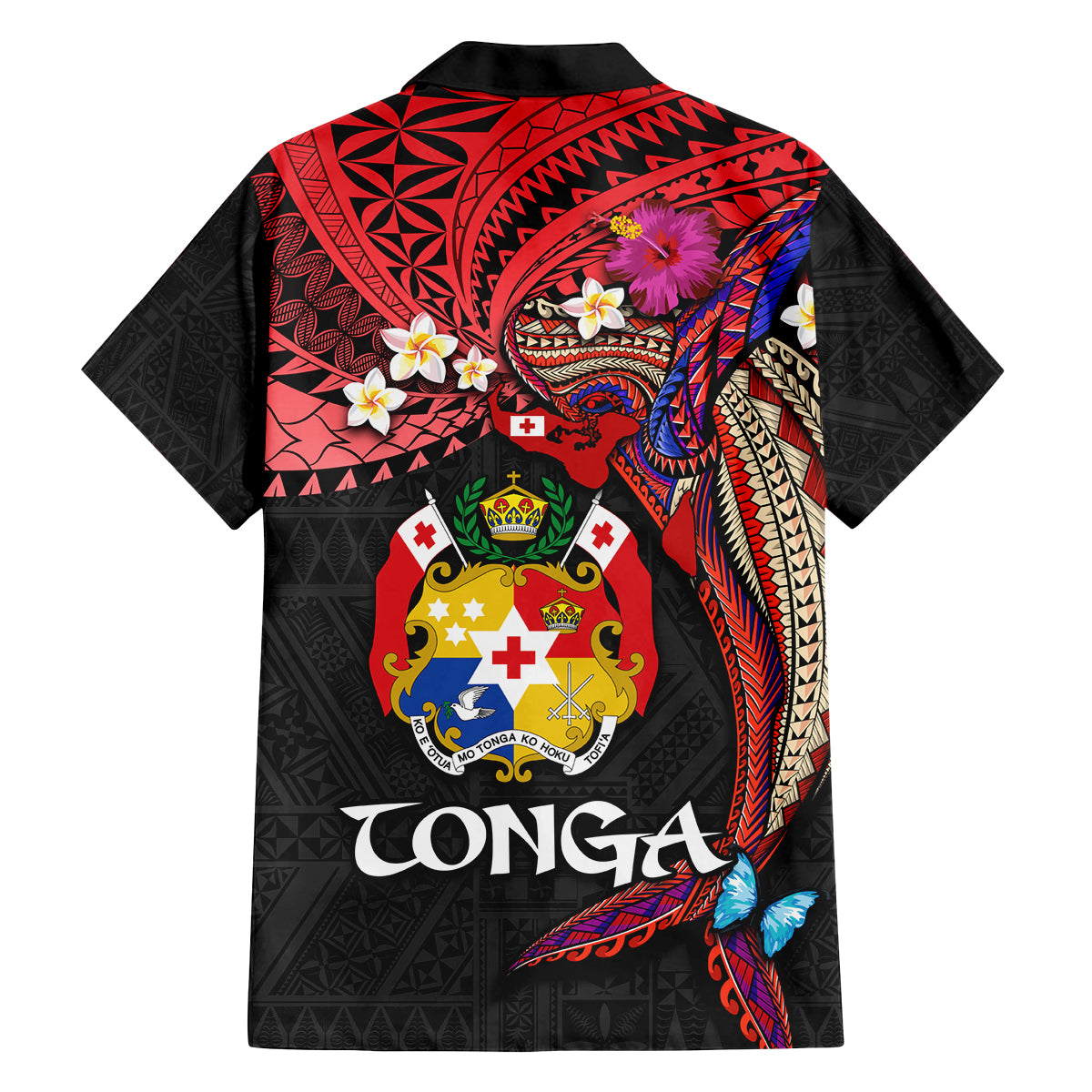 Tonga Emancipation Day Family Matching Off The Shoulder Long Sleeve Dress and Hawaiian Shirt Ngatu Humpback Whale Polynesian Flower LT03 - Polynesian Pride