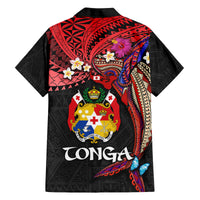 Tonga Emancipation Day Family Matching Off The Shoulder Long Sleeve Dress and Hawaiian Shirt Ngatu Humpback Whale Polynesian Flower LT03 - Polynesian Pride