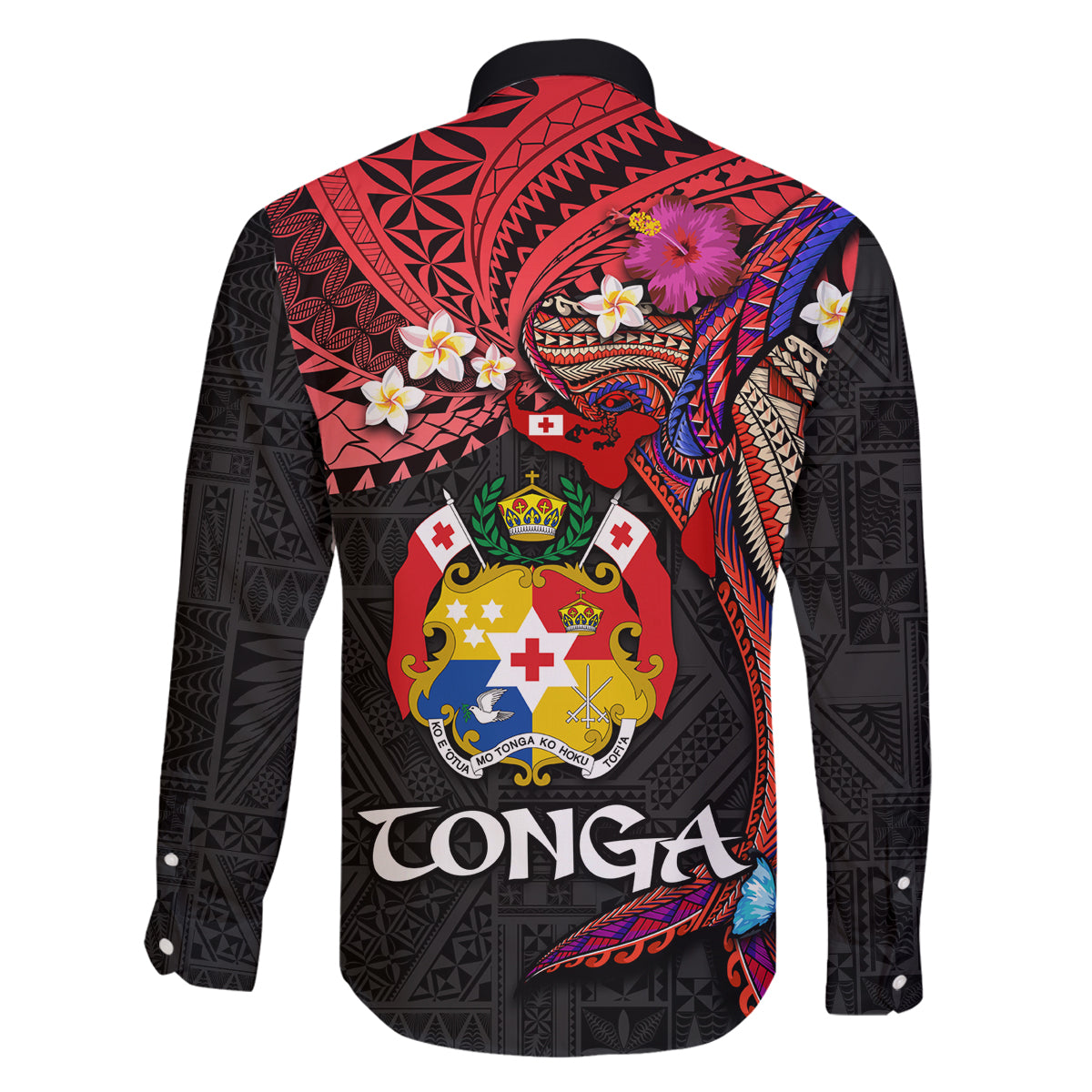 Tonga Emancipation Day Family Matching Off The Shoulder Long Sleeve Dress and Hawaiian Shirt Ngatu Humpback Whale Polynesian Flower LT03 - Polynesian Pride