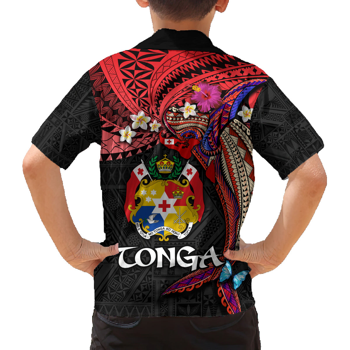 Tonga Emancipation Day Family Matching Puletasi and Hawaiian Shirt Ngatu Humpback Whale Polynesian Flower