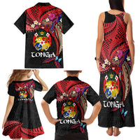 Tonga Emancipation Day Family Matching Tank Maxi Dress and Hawaiian Shirt Ngatu Humpback Whale Polynesian Flower LT03 - Polynesian Pride