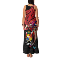 Tonga Emancipation Day Family Matching Tank Maxi Dress and Hawaiian Shirt Ngatu Humpback Whale Polynesian Flower LT03 - Polynesian Pride