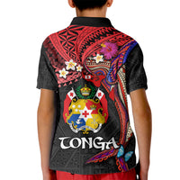 Tonga Emancipation Day Kid Polo Shirt Ngatu Humpback Whale Polynesian Flower