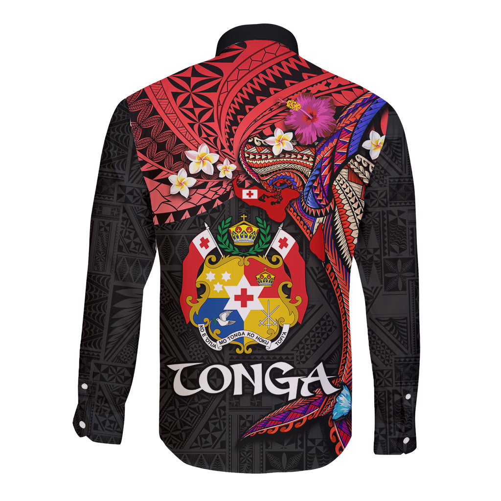 Tonga Emancipation Day Long Sleeve Button Shirt Ngatu Humpback Whale Polynesian Flower