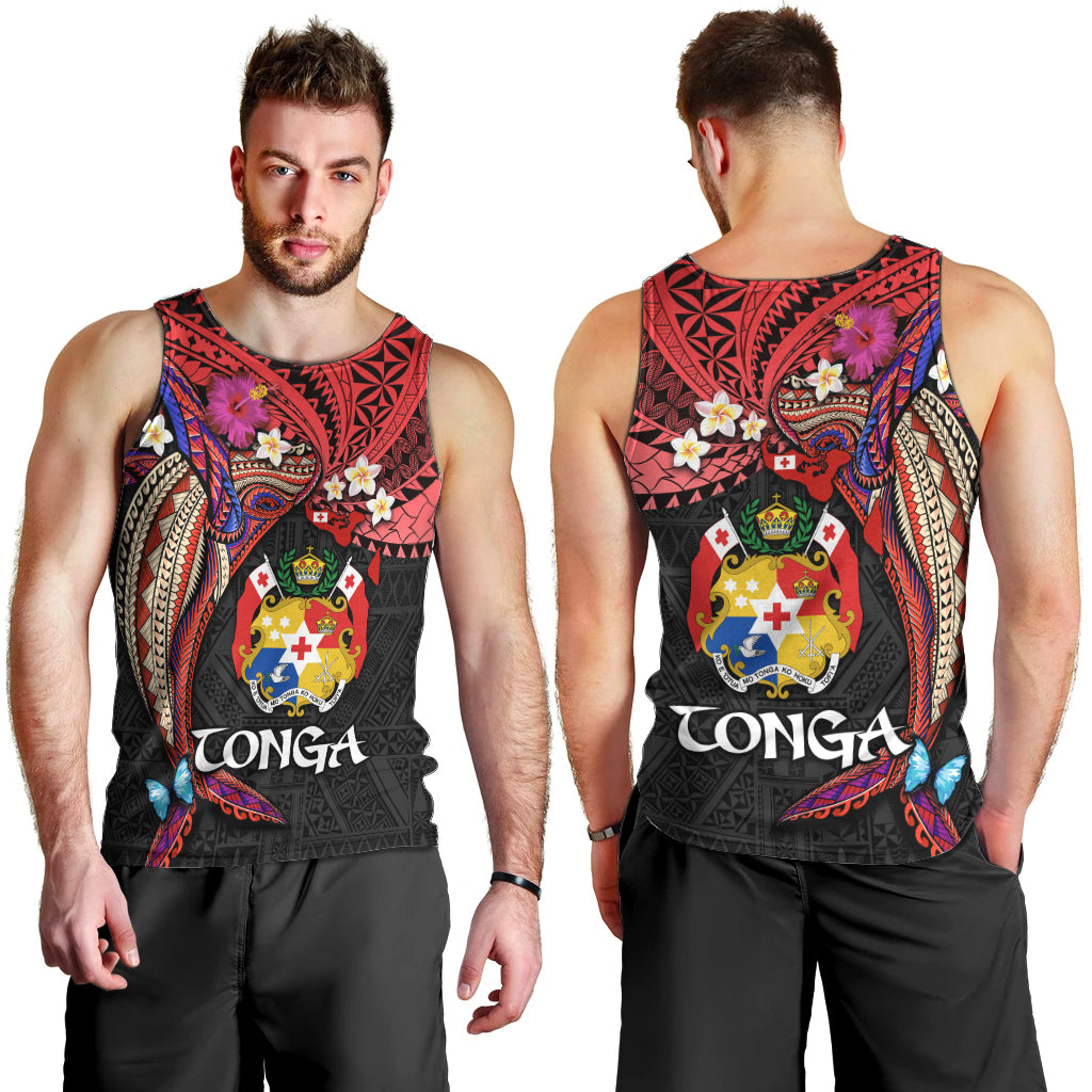 Tonga Emancipation Day Men Tank Top Ngatu Humpback Whale Polynesian Flower