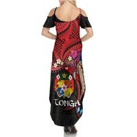 Tonga Emancipation Day Summer Maxi Dress Ngatu Humpback Whale Polynesian Flower